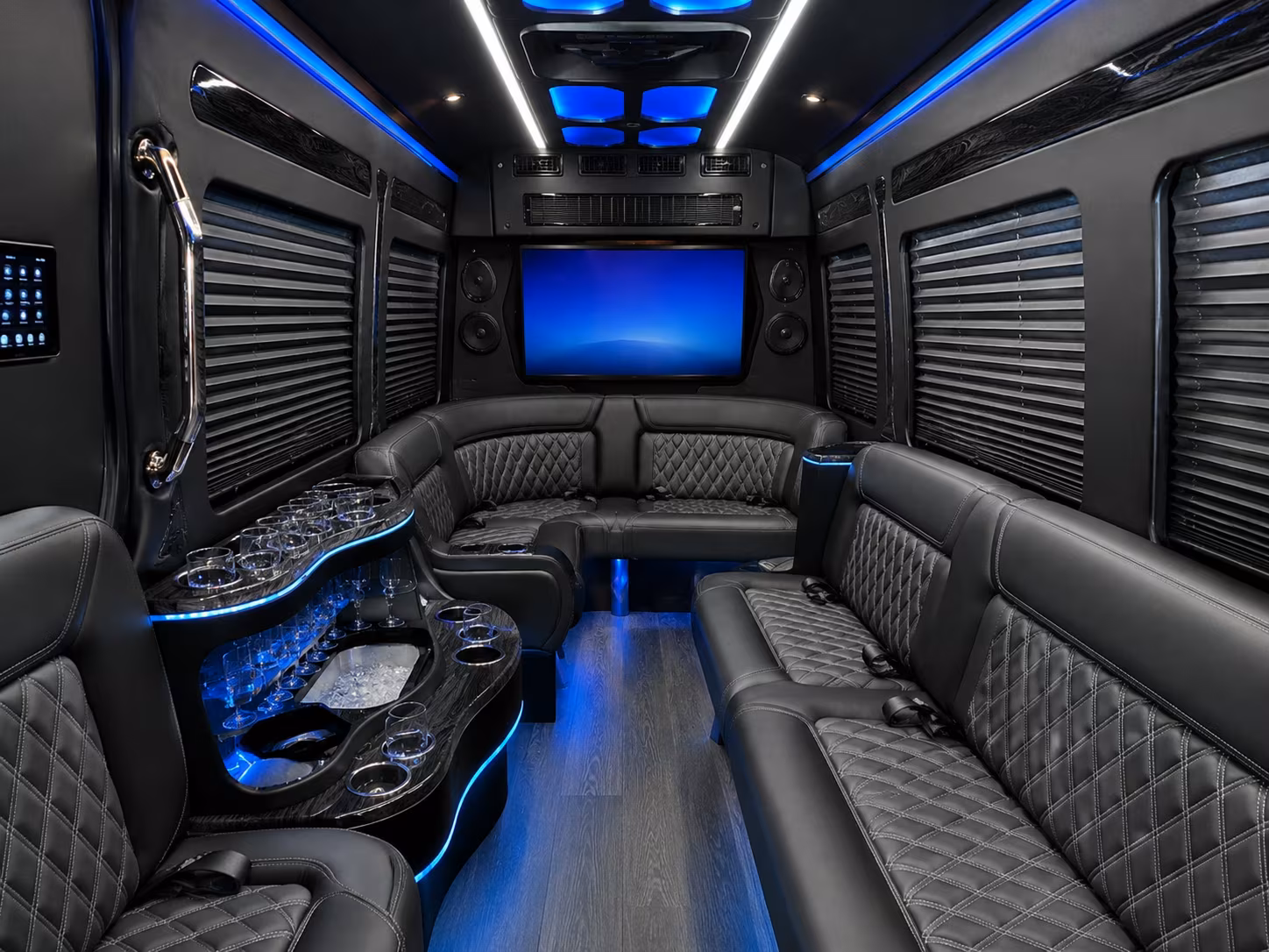 Downey Corporate Transportation party bus interior