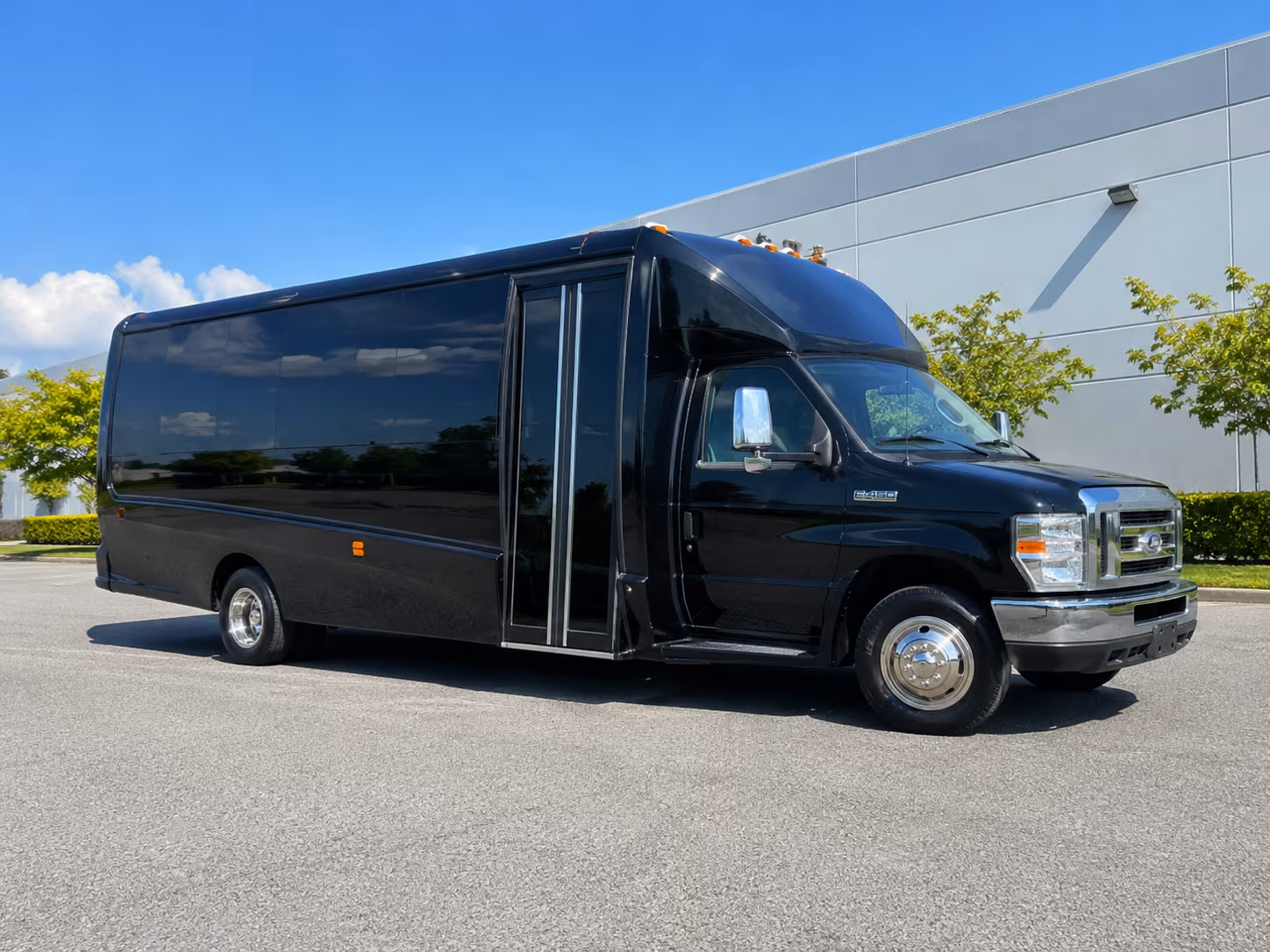 Downey Wedding Transportation party bus exterior