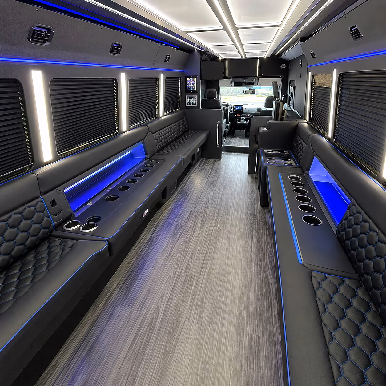 Downey Wedding Transportation party bus interior