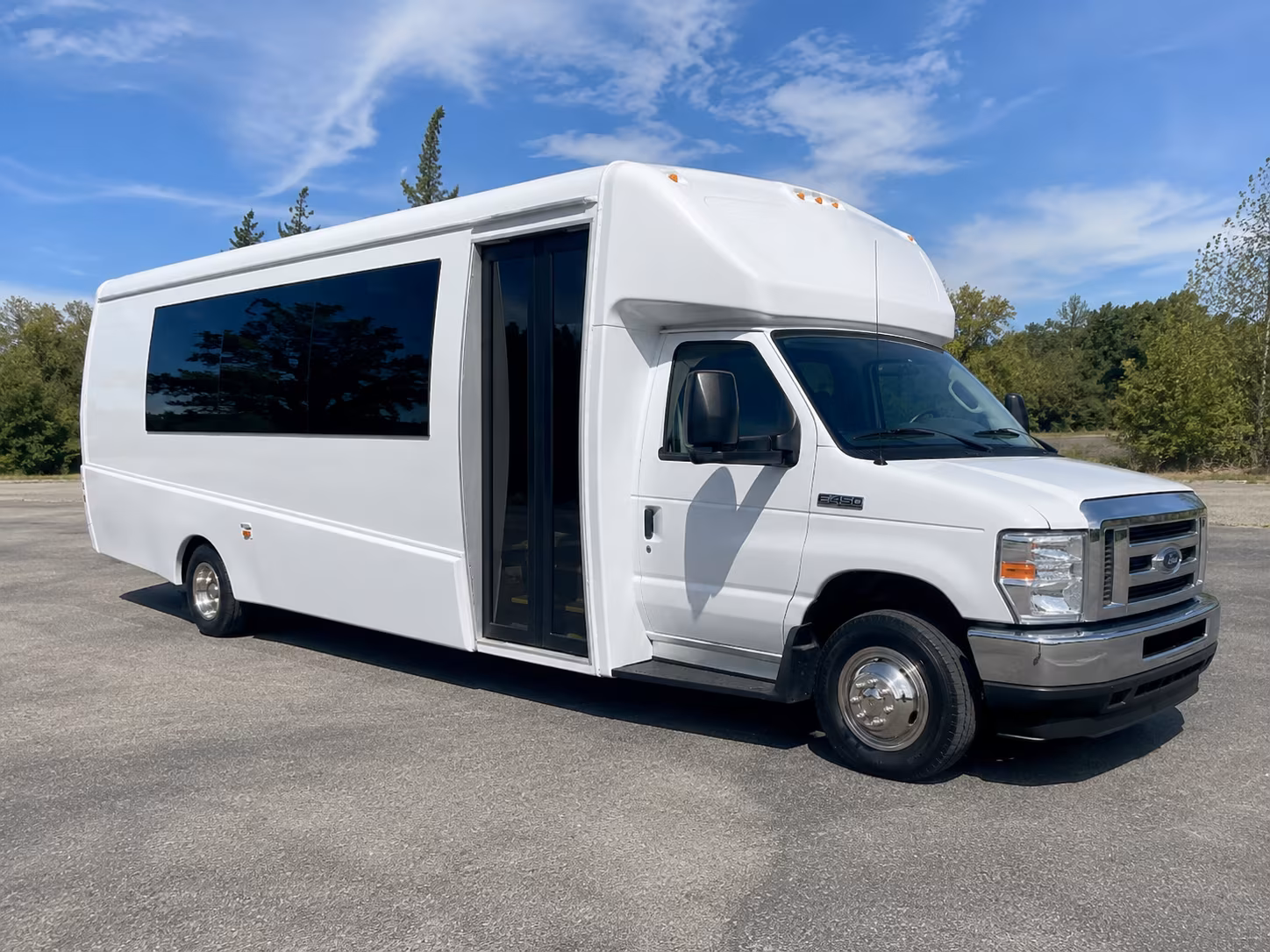 Downey Wedding Transportation party bus exterior