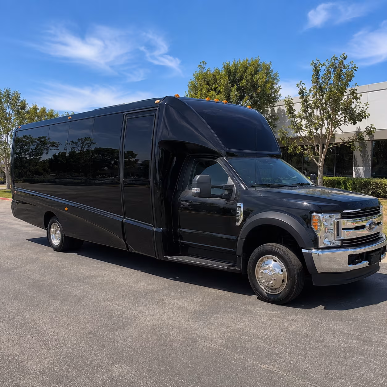 Downey Wedding Transportation party bus exterior