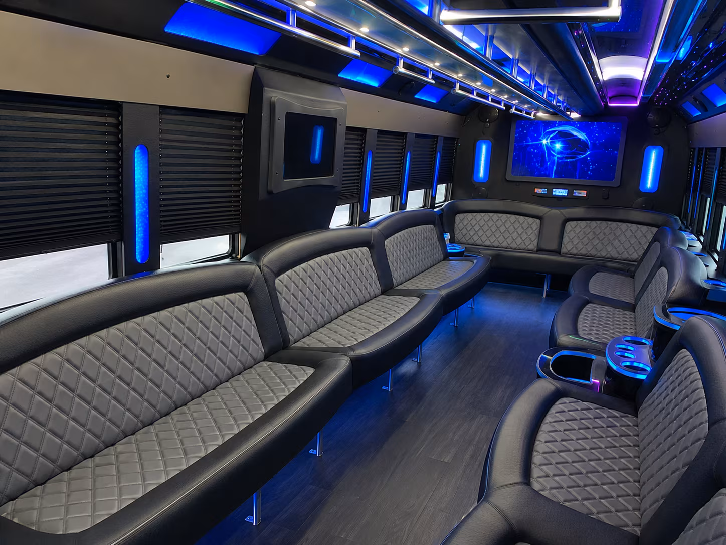 Downey Wedding Transportation party bus exterior