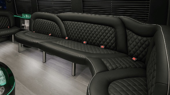 Interior of Charter Bus Company Huntington Park's 14 Passenger Sprinter Limousine in Huntington Park