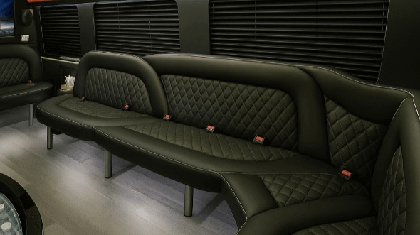 Interior of Charter Bus Company Paramount's 18 Passenger Party Bus in Paramount