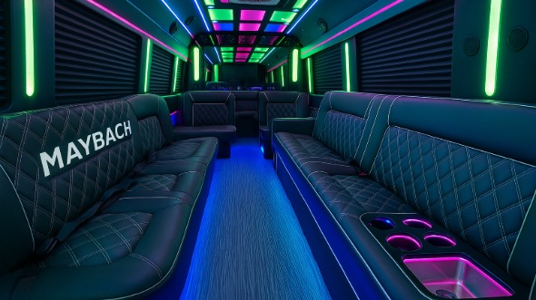 Interior of Charter Bus Company Norwalk's 20 Passenger Party Bus in Norwalk