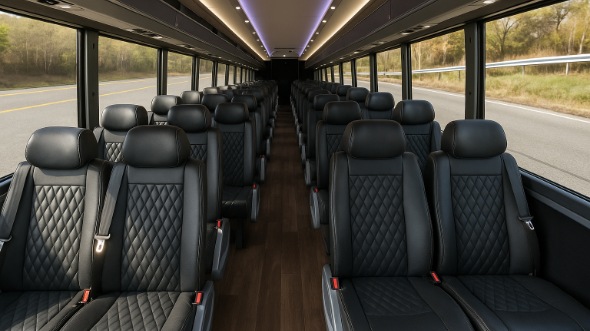 Interior of Charter Bus Company Downey's 28 Passenger Minibus in Downey