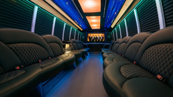 Interior of Downey Party Bus Company's 30 Passenger Party Bus in Downey