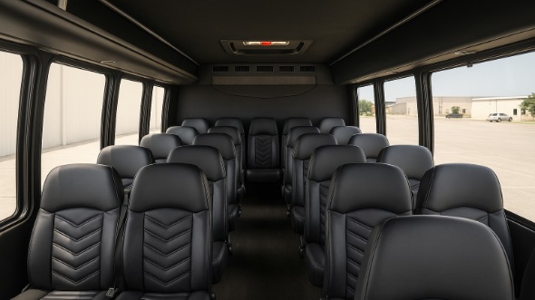 Interior of Charter Bus Company Downey's 35 Passenger Minibus in Downey