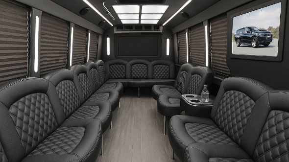 Interior of Charter Bus Company Bellflower's 40 Passenger Party Bus in Bellflower