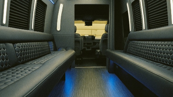 Interior of Charter Bus Company Norwalk's 40 Passenger Party Bus in Norwalk