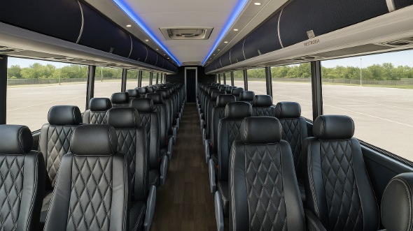 Interior of Charter Bus Company Downey's 46 Passenger Charter Bus in Downey