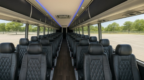 Interior of Charter Bus Company Downey's 47 Passenger Charter Bus in Downey