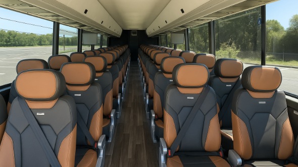 Interior of Charter Bus Company Downey's 48 Passenger Charter Bus in Downey