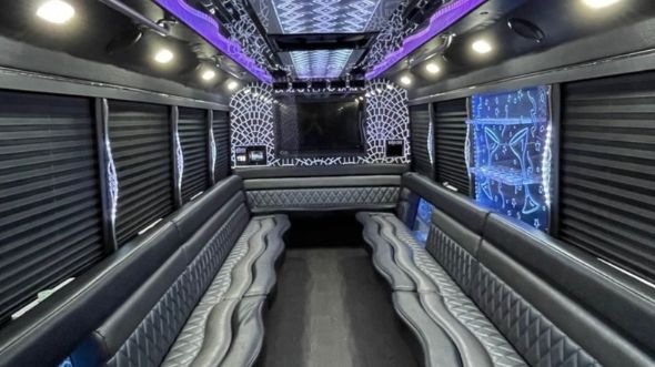 Interior of Charter Bus Company Norwalk's 50 Passenger Party Bus in Norwalk