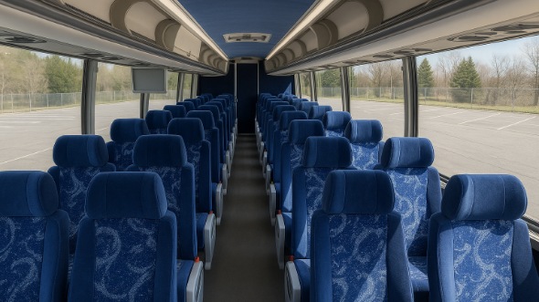 Interior of Charter Bus Company Downey's 51 Passenger Charter Bus in Downey