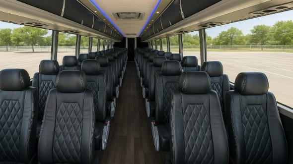 Interior of Charter Bus Company Downey's 55 Passenger Charter Bus in Downey