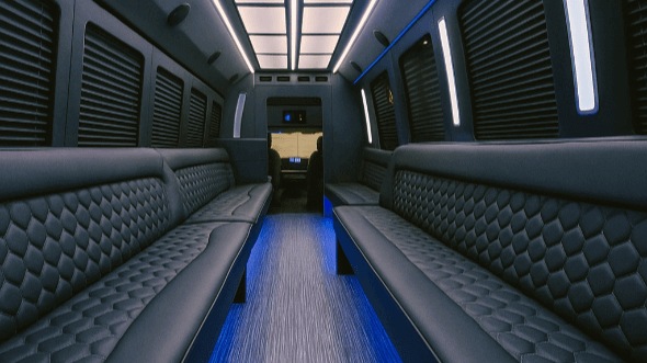 downey 20 passenger party bus interior